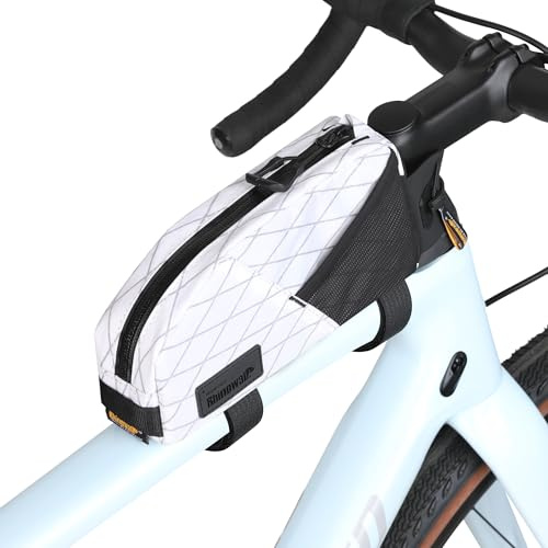 SUNTTELF Oberrohrtasche Fahrrad Top-Tube-Fahrradtasche, Fahrrahmenbeutel, Vordere Fahrradtasche, Zubehör für Mountainbike, Gravelbike und Rennrad, Packtasche mit Zwei Montagesystemen (Weiß)