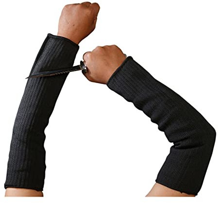 Guantes Anticortes, Protector de manga de brazo Anti corte Slash Brazalete resistente Manga Guardia Alambre de acero inoxidable Seguridad Herramienta de trabajo Guante de trabajo de seguridad(Black 40