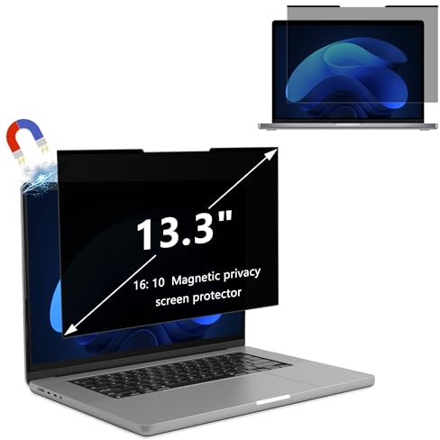 YealRed pour 13,3 pouces 16:10 Film de Confidentialité, Magnétique Laptop | Protecteur d'Écran Confidentialité Amovible (13,3 pouces 16:10 - 286 x 185mm), Réversible Anti-Reflets Anti-Rayures