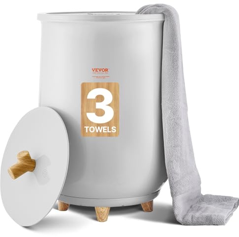 VEVOR Scaldasalviette Capienza da 20 Litri Luce LED, Scaldacoperte per Bagno, Spegnimento Automatico 20/40/60/90 Minuti Impostazione Temperatura per Spa, Casa, Pavimento, Grigio