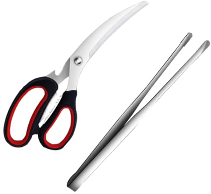 FONDOTIN 2piezas Pinzas para Barbacoa De Acero Inoxidable De Pinzas Prácticas para Cocinar y Asar para Pinchar Carne y Alimentos La Cocina