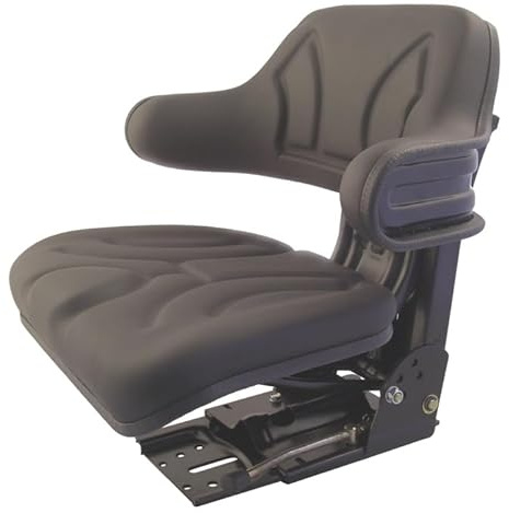 Siège de tracteur VS200 à suspension universelle pour machines agricoles – Cuir synthétique PVC, 50–120 kg, suspension 100 mm, réglage longitudinal et d’inclinaison, siège ergonomique pour tracteurs