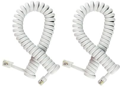 NSGWKZD RJ9 Telephone Cord White, Extension Phone Cable 6.6 ft 2-Pack