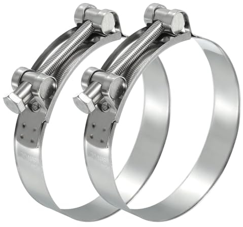 PATIKIL 104-112mm T-Bolt Hose Clamp, 2 Pack Intercooler Pipe Tube Clamps 304 Stainless Steel Radiator Hose Clamp for 4.09-4.41 Pipe