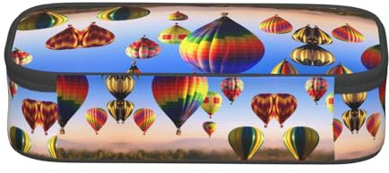 WXWJSHMGC Hot Air Balloons Print Pencil Case - Cute Pencil Case with Zip Closure Large Pencil Box for Student