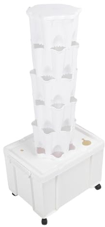 Luocute Tour Hydroponique, Système de Culture Hydroponique Verticale à 30 Trous avec Grand Réservoir pour Légumes et Fleurs, Jardinage D'intérieur (Prise UE)