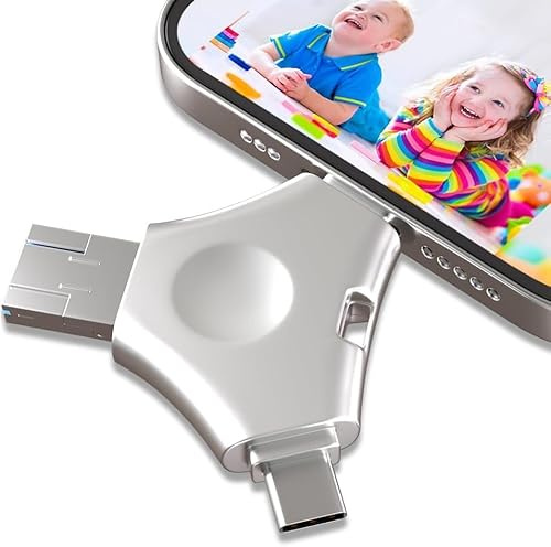 Chiavetta USB 512GB per iPhone,4 in 1 Pen Drive Memoria Esterna,USB 3.0 Stick ad Alta Capacità per Foto e Video,Compatibile con iPhone/iPad/Android/PC