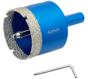 42MM Diamond Hole Saw with Pilot Center Drill Bit,Glass Hole Saw Core Drill Bit with Diamond Surface Coating,Vacuum Brazed Diamond Core Hole Cutter for Tile,Porcelain,Glass