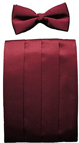 Burgundy Cummerbund & Bow Tie Set, Burgundy, Adjustable