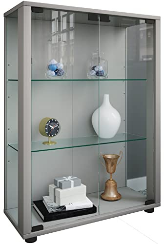 VCM Standvitrine 60x25x80 cm 2 Türen 3 Fächer Glas Holzwerkstoff | Schauraum für Bücher und Andenken - als Blickfang im Wohnbereich - für Wohnungen und Büros - hochwertige Verarbeitung