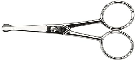 nippes Solingen Professionelle Herrenschere aus gehärteten Stahl | 10 cm | Ideal für Augenbrauen, Nasen- oder Ohrenhaare | Schere mit gebogener Klinge und Sicherheitsspitzen | Qualität aus Solingen