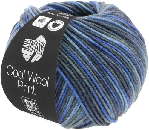 LANA GROSSA Cool Wool Print | Extrafeine Merinowolle waschmaschinenfest und filzfrei | Handstrickgarn aus 100% Schurwolle (Merino extrafein) | 50g Wolle zum Stricken & Häkeln | 160m Garn FB 716