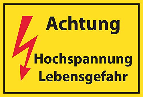 SCHILDER HIMMEL anpassbares Hochspannung Lebensgefahr Schild 29x21cm aus Kunststoff, Nr 513 eigener Text/Bild verschiedene Größen/Materialien