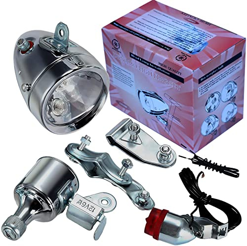AXITRON Motorized Bicycle Friction Generator Headlight Tail Light Kit 12V 6W Dynamo Output