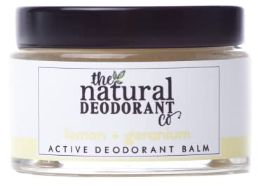 The Natural Deodorant Co, Active Deodorant Balm Lemon & Geranium 55g, Aluminium Free, Plastic Free, Extra Strength