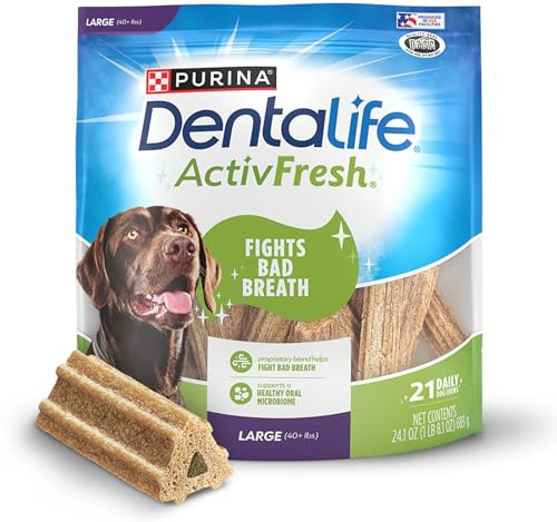 DentaLife ActivFresh Dog Chews for Large Dogs 40 lbs. and up, Dental Chews to Freshen Breath, Chicken Flavor, 24.1 oz., 21 Chews - 21 ct. Pouch