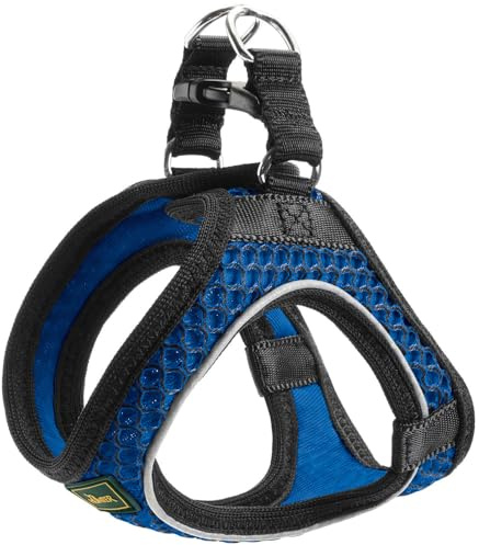 HUNTER Hundegeschirr HILO COMFORT, Farbe: blau, Easy Step-In Geschirr für kleine bis mittlere Hunde, mit Netzmaterial, reflektierende Elemente, angenehm leicht, modernes Design Größe: XS-S
