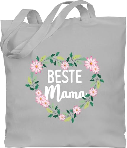 Shirtracer Baumwolltasche - Taschen - Beste Mama II - Unisize - Hellgrau - muttertagsgeschenk tasche zum muttertag mutter best mom stoffbeutel geschenke kleinigkeit mutti coolmama jutebeutel
