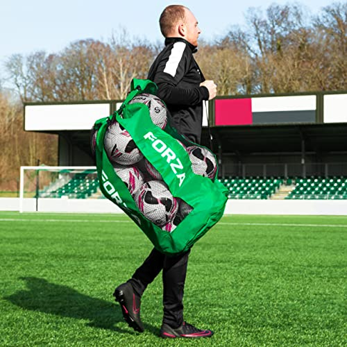 FORZA Bolsa para Balones | Saco de Malla para Pelotas con Cierre de Cordel – Ideal para Fútbol, Voleibol, Baloncesto Y Balonmano | 12 Bolas (Verde)