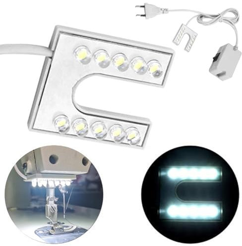 Nähmaschinenlicht, LED-Licht Flexible Schwanenhalslampe mit magnetischer Befestigungsbasis für Handwerk, Nähmaschine 110-265V EU-Stecker