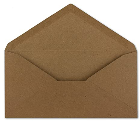 75 DIN Lang Briefumschläge Kraftpapier Braun 22 x 11 cm -120 g/m² Nassklebung Post-Umschläge ohne Fenster ideal für Weihnachten Grußkarten Einladungen von Ihrem Glüxx-Agent