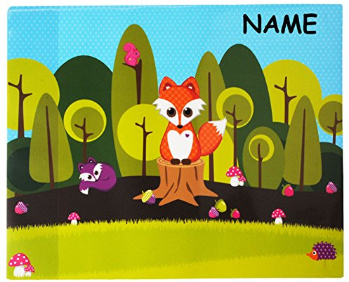 alles-meine.de GmbH Schreibtischunterlage - Fuchs & Waldtiere - 50 cm * 39 cm - incl. Namen - Unterlage/Knetunterlage/Tischunterlage - für Jungen & Mädchen - Kinder/Pilze T..