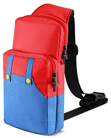TNP Switch Bag, Travel Bag Compatible with Nintendo Switch 2/1/OLED/Lite (Mario) - Travel Case Cute Portable Carrying Shoulder Backpack for Games Accessories Console & Dock Charger