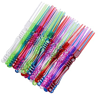 FSSTUD 400 Pcs Plastic Fruit Forks Cocktail Sticks Picks Mini Cake Dessert Forks Food Appetizer Sticks Party Favor Supplies