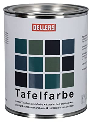OELLERS 2in1 Tafellack und Tafelfarbe für Holz, RAL 7016 Anthrazitgrau, 1 Liter, Metall und Wände, klassische Farbtöne in matt, als Schultafellack geeignet, beschriftbar