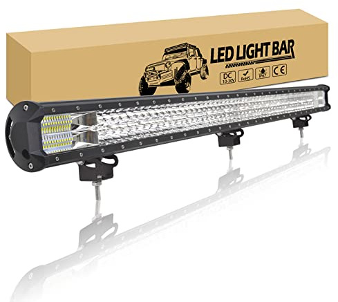 RIGIDON 45 pouces 115 cm 612W Barre Lumineuse Led de Travail, 6000K Blanc | 12V 24V Straight Led Light Bar, IP67 etanche Barre d'éclairage pour 4x4 Offroad Véhicule Voiture Camion Tracteur SUV ATV UTV
