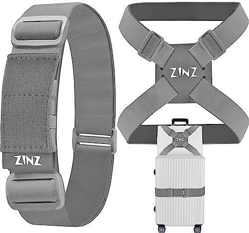 ZINZ resväskerem, högelastisk resväska,justerbar midjeväska, gummiband med spännen och andra applikationer,Grå-Set