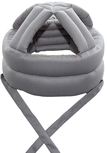Elderly Safety Helmet - Anti Shock, Anti-Fall Cap, Soft Breathable Sponge Hat, Adjustable Elder Head Protection Cap with Chin Strap (Grey)