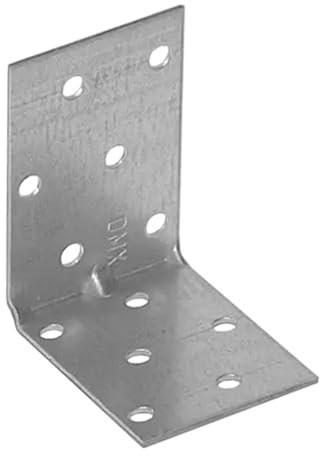 60mm x 60mm x 40mm Heavy Duty Perforated Angle Bracket with Reinforcement Corner Reinforced Metal Braces Steel Repair Connector KMP4 (Pack of 10) L11ABC