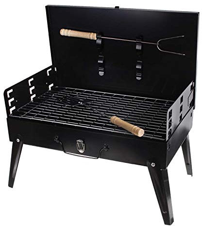 asdchZen Tragbarer Grill, Tragbarer Holzkohlegrill, Platzsparend Und Faltbar, Für Camping-Picknick Im Hinterhof Im Freien, 45,7 X 46,7 X 26,7 cm, Ausgeklappt Für Terrasse Und Hinterhof