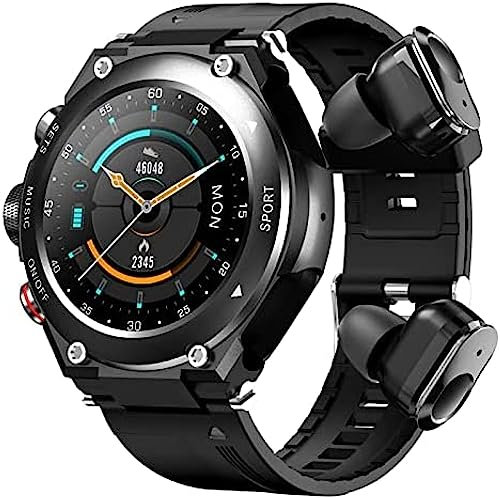 Smart Watch With Earbuds MP3 Bluetooth Headset 3 In 1 1.28 Inch Smartwatch Built-in Wireless Earbuds Speaker Round Fitness Tracker Music Body Temperature Heart Rate Monitor