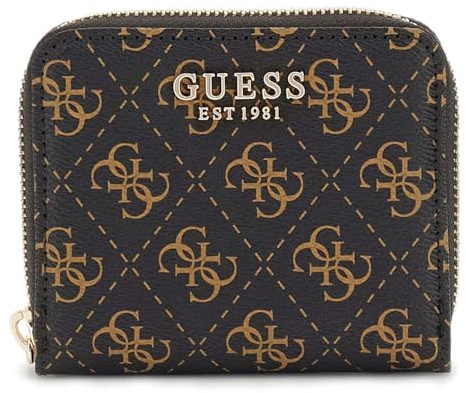 Guess Laurel SLG Small Zip Around Wallet Brown Logo