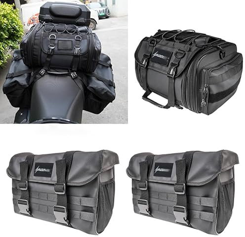 Hecktasche Motorrad für Piaggio Beverly S 300 und 400 Modell 2021, wasserdichte Motorrad Hecktasche große Kapazität Erweiterbare Satteltasche Gepäckträgertasche Seite Pannier Schwanz Tasche