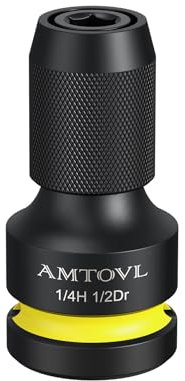 AMTOVL Adaptateurs de Douille 1/2 Carré à 1/4 Hexagonal Matériau 42CRMO Convertisseur Impact à Hexagone 1/4 à Libération Rapide Adaptateur Impact pour Clé à Cliquet Impact