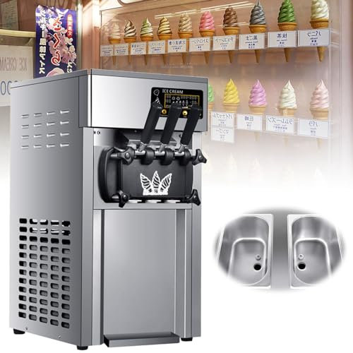 Machine à CrèMe GlacéE Commerciale 1200W (Volume De Production 18 L/H) – Trois Options De Saveur (Bassin D'Alimentation 2 X 3 L), SorbetièRe Bureau (53 X 40 X 76 Cm) + ContrôLe Lcd