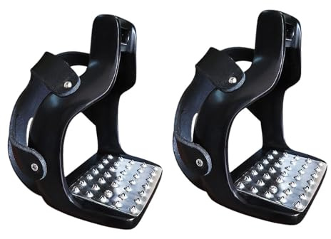 Folpus 2 Pezzi Staffe per Equitazione Staffe equestri Endurance Ride Gabbia Inglese Protezione Sella per attività all'aperto, Nero