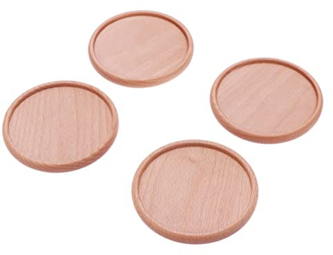 Amosfun Untersetzer Aus Buche 4 Stück Runde Isolierpads Nicht Hitzebeständiges Mattenset für Getränke und Snacks