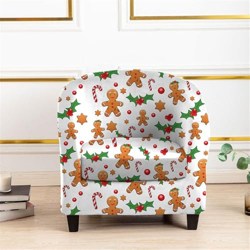 Hearda Stretch Sesselschoner 2-Teilig Sesselbezug, Weihnachten Spandex Sesselüberwurf Weiches Modern Sesselhusse,für Wohnzimmer Clubsessel Esszimmer Büro Sessel Bezug (Weihnachtsweiß)