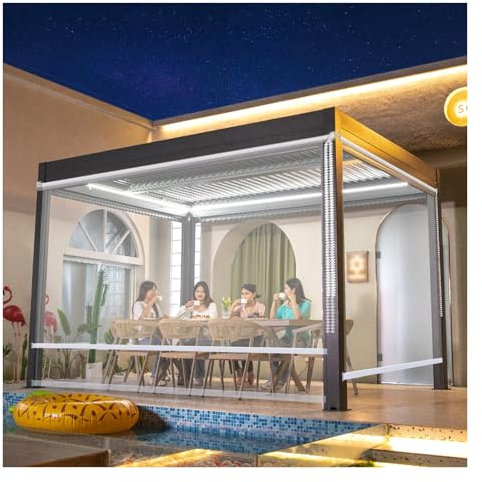 Wasserdichtes PVC-Rollo für regendicht, transparente Fenster, Tür, Pavillon, Schlafzimmer, Trennvorhänge, Balkon, regenfest, 0,5 mm dick, HD, transparent, B 150 x H 220 cm / B 59,05 x H 86,61 i