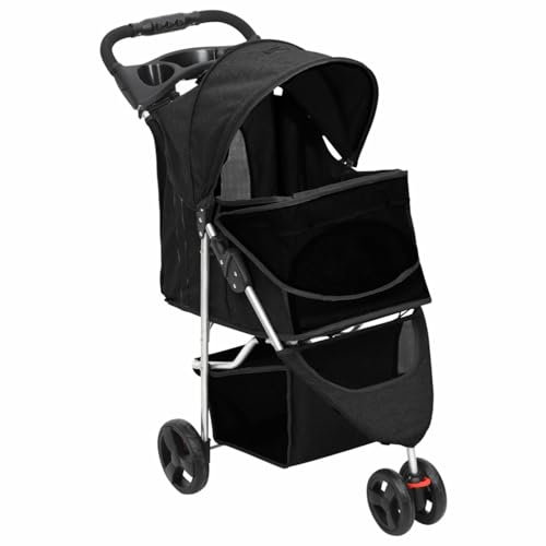 Gecheer Hundewagen Faltbar Hundebuggy Hundetrolley Schwarz 80x46x98 cm Oxford-Gewebe