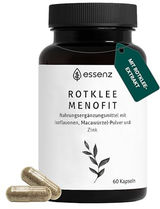 ESSENZ - Rotklee MenoFit 60 Kapseln - Natürliche Kapseln mit Rotklee-Extrakt & Maca-Wurzel-Pulver. Zur Unterstützung des Wohlbefindens in den Wechseljahren