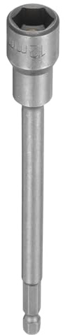 sourcing map Foret pour tourne-écrous 12 mm, douille à choc métrique, tige hexagonale de 6 (150 mm), douilles magnétiques extra longues à 6 points à changement rapide en acier CR-V pour perceuses