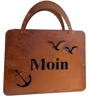 Bornhöft Tasche zum Bepflanzen Windlicht Beetdeko Metall Rost Gartendeko 40cm x 44cm XXL Edelrost rostige Deko für den Garten Moin