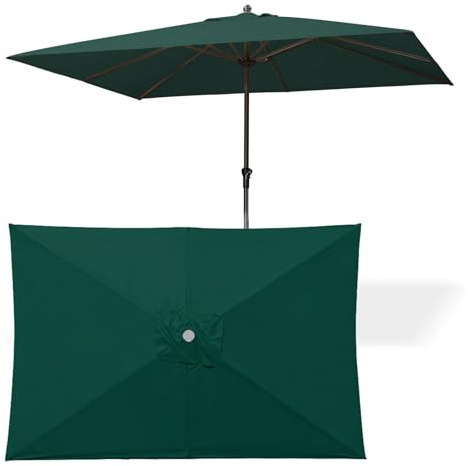 Sonnenschirm Ersatzbezug, 6 Streben 2x3m Terrassenschirm Bespannung Stoffbezug, Wasserdicht, UV-Schutz, Ampelschirm Bezug, Ersatzschirm Für Den Außenbereich, Marktschirm Ersatz Top(Dark green)