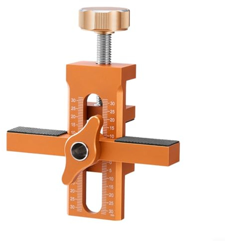 Opatiny Gabarit d'installation de porte d'armoire pour un positionnement précis Outil de montage 2 en 1 avec positionneur réglable, alliage d'aluminium 90 x 103 mm