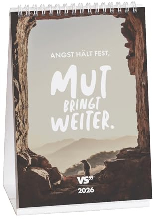 Visual Statements – Best of VS Tischkalender 2026 – Monatstischkalender A5 mit 12 inspirierenden Sprüchen – Zweiseitiges Design – Aufstellkalender für Büro & Zuhause